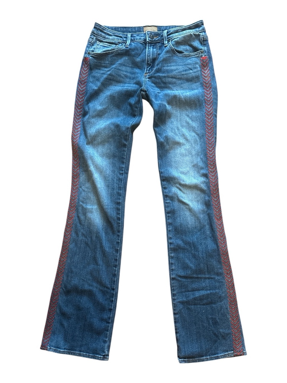 Driftwood Kelly Embroidered Boho Women’s Blue Jeans Chevron Side Stripe Bootcut